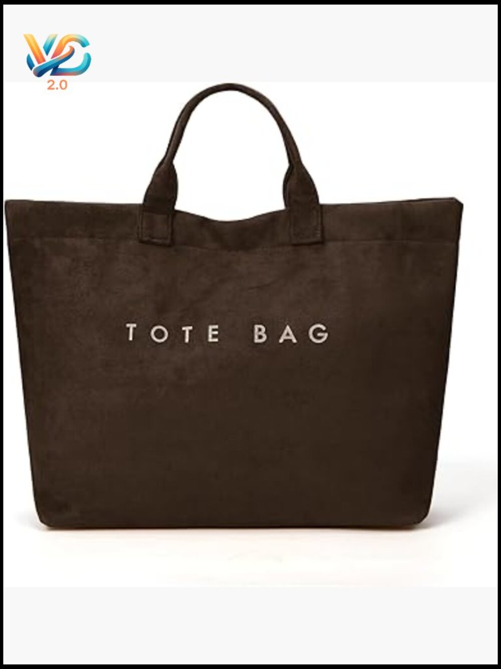 Large Suede Tote Bag Soft Hobo Work Travel Letter Print Handbag